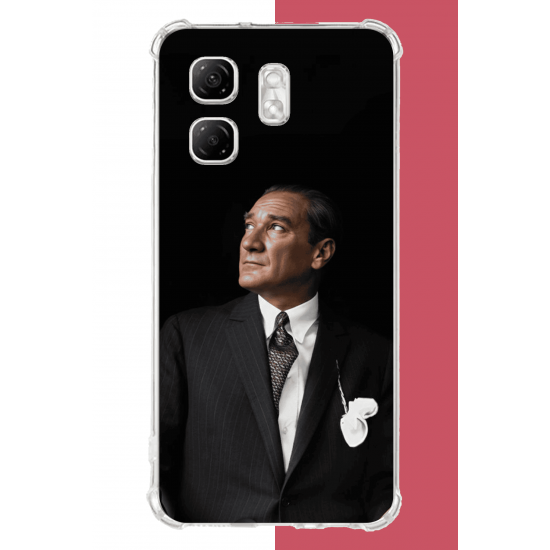 Infinix Hot 50i - Smart 9 Uyumlu kürsüden bakan atatürk UV Baskılı Silikon Kılıf