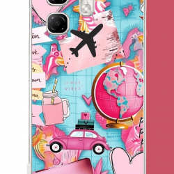 Infinix Hot 50i - Smart 9 Uyumlu Travel Kolaj UV Baskılı Silikon Kılıf