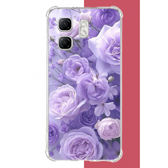 Infinix Hot 50i - Smart 9 Uyumlu mor çiçek UV Baskılı Silikon Kılıf