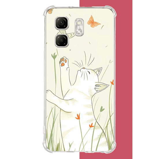 Infinix Hot 50i - Smart 9 Uyumlu mutlu kedi UV Baskılı Silikon Kılıf