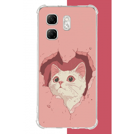 Infinix Hot 50i - Smart 9 Uyumlu boşluktaki kedi UV Baskılı Silikon Kılıf