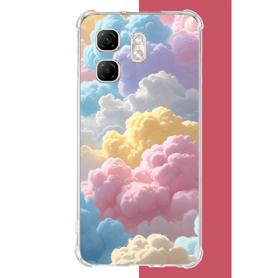 Infinix Hot 50i - Smart 9 Uyumlu renkli bulut UV Baskılı Silikon Kılıf
