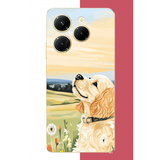 Tecno Spark 20 PRO Uyumlu golden köpek UV Baskılı Silikon Kılıf