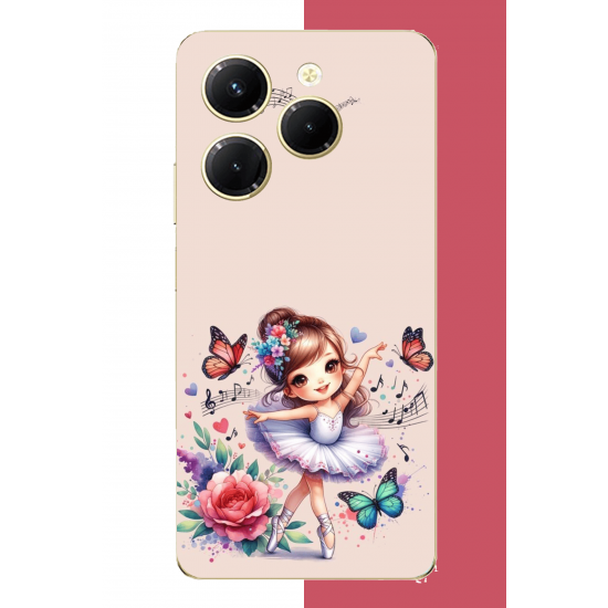 Tecno Spark 20 PRO Uyumlu minik balerin3 UV Baskılı Silikon Kılıf