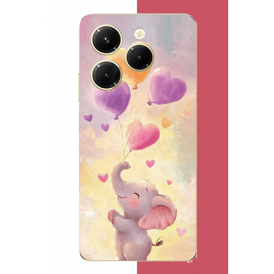 Tecno Spark 20 PRO Uyumlu minik fil UV Baskılı Silikon Kılıf