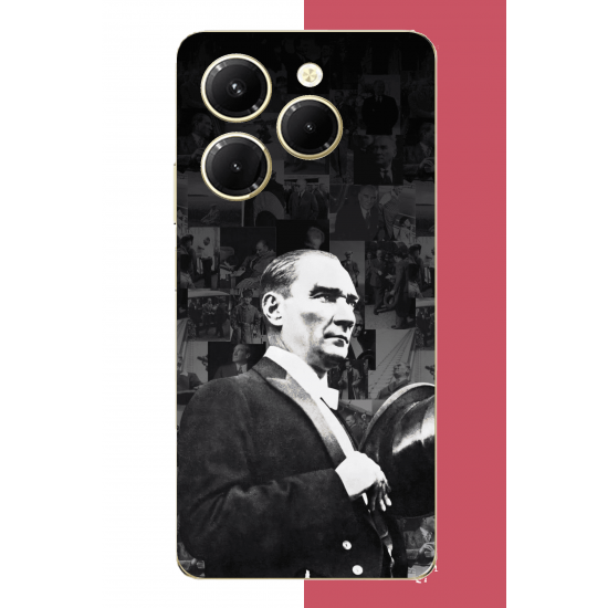 Tecno Spark 20 PRO Uyumlu şapka ile selamlayan atatürk UV Baskılı Silikon Kılıf