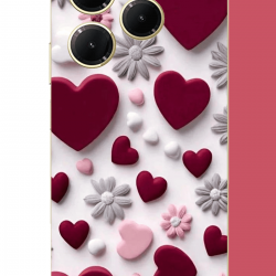 Tecno Spark 20 PRO Uyumlu bordo kalp UV Baskılı Silikon Kılıf