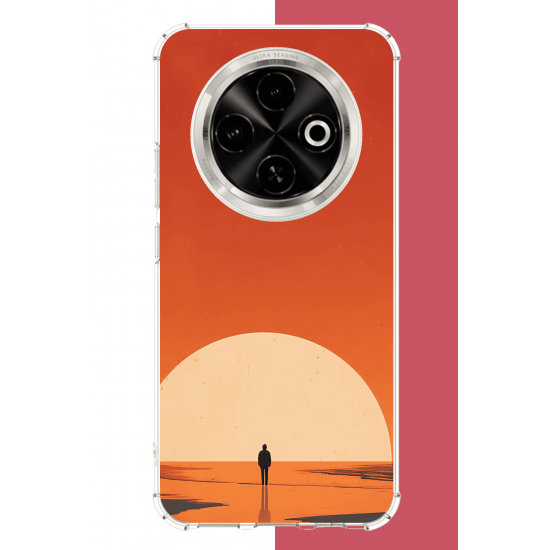 Tecno Spark 30C Uyumlu retro güneş batımı UV Baskılı Silikon Kılıf