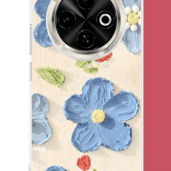 Tecno Spark 30C Uyumlu tuvaldeki mavi çiçek UV Baskılı Silikon Kılıf