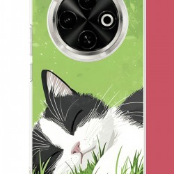 Tecno Spark 30C Uyumlu uyuyan kedi UV Baskılı Silikon Kılıf
