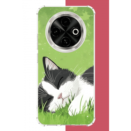 Tecno Spark 30C Uyumlu uyuyan kedi UV Baskılı Silikon Kılıf