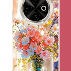 Tecno Spark 30C Uyumlu vazodaki çiçek UV Baskılı Silikon Kılıf