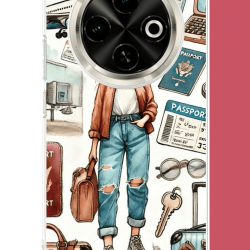 Tecno Spark 30C Uyumlu vintage-travel UV Baskılı Silikon Kılıf
