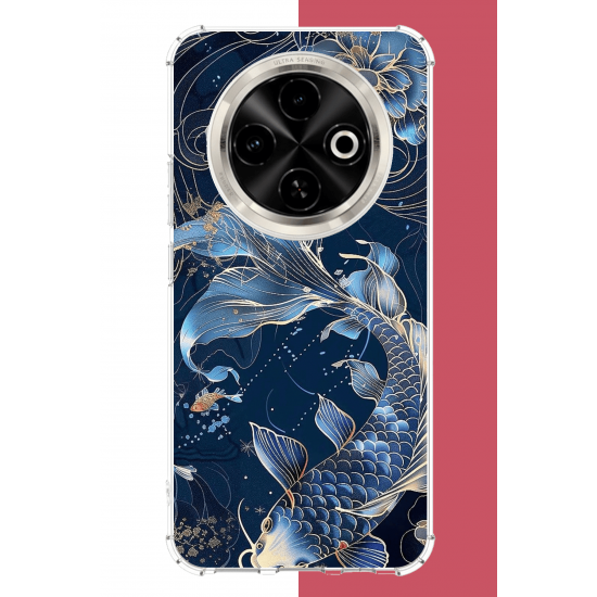 Tecno Spark 30C Uyumlu mavi yüzen balık UV Baskılı Silikon Kılıf Tecno Spark 30C Uyumlu mavi yüzen balık UV Baskılı Silikon Kılıf