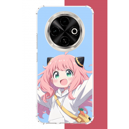 Tecno Spark 30C Uyumlu kawaii pembe saçlı kız UV Baskılı Silikon Kılıf