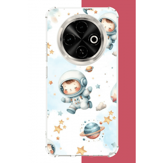 Tecno Spark 30C Uyumlu Minik Astronot UV Baskılı Silikon Kılıf