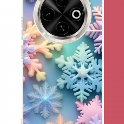 Tecno Spark 30C Uyumlu renkli kar taneleri UV Baskılı Silikon Kılıf