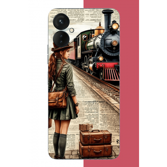 Tecno Spark 9 Pro Uyumlu vintage tren UV Baskılı Silikon Kılıf