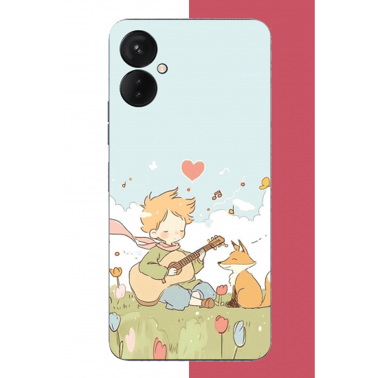 Tecno Spark 9 Pro Uyumlu gitarlı küçük prens UV Baskılı Silikon Kılıf