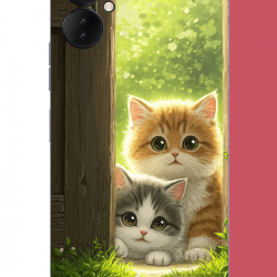Tecno Spark 9 Pro Uyumlu kapıdaki kediler UV Baskılı Silikon Kılıf