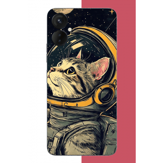 Tecno Spark 9 Pro Uyumlu astronot kedi UV Baskılı Silikon Kılıf