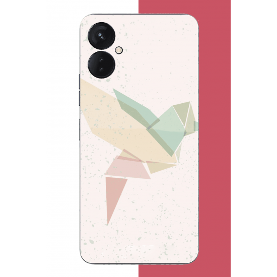 Tecno Spark 9 Pro Uyumlu origami kuş UV Baskılı Silikon Kılıf