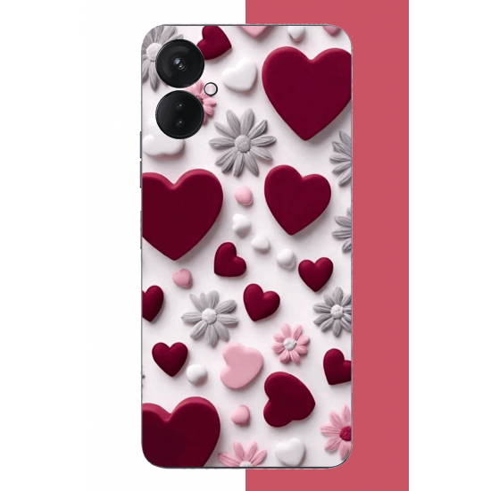 Tecno Spark 9 Pro Uyumlu bordo kalp UV Baskılı Silikon Kılıf