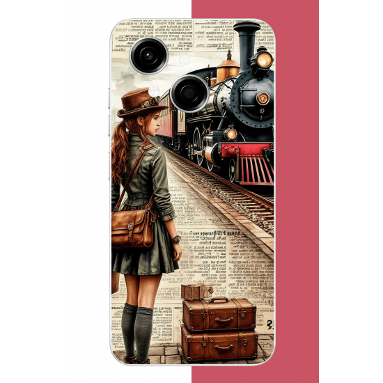 Tecno Spark GO 1 Uyumlu vintage tren UV Baskılı Silikon Kılıf