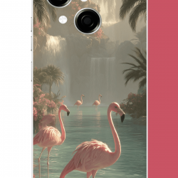 Tecno Spark GO 1 Uyumlu akarsudaki flamingo UV Baskılı Silikon Kılıf