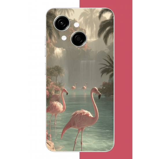 Tecno Spark GO 1 Uyumlu akarsudaki flamingo UV Baskılı Silikon Kılıf Tecno Spark GO 1 Uyumlu akarsudaki flamingo UV Baskılı Silikon Kılıf