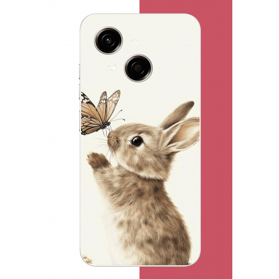 Tecno Spark GO 1 Uyumlu kelebekli tavşan UV Baskılı Silikon Kılıf