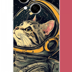 Tecno Spark GO 1 Uyumlu astronot kedi UV Baskılı Silikon Kılıf