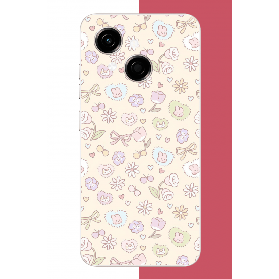 Tecno Spark GO 1 Uyumlu lale fiyonklu pattern UV Baskılı Silikon Kılıf