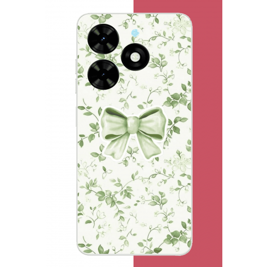 Tecno Spark Go 2024 Uyumlu yeşil fiyonk pattern UV Baskılı Silikon Kılıf