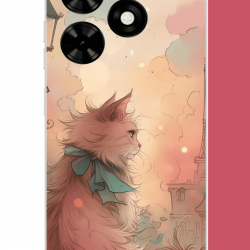 Tecno Spark Go 2024 Uyumlu mavi fularlı kedi UV Baskılı Silikon Kılıf