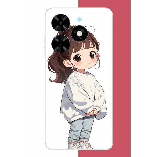 Tecno Spark Go 2024 Uyumlu kawaii beyaz sweatshirt kız UV Baskılı Silikon Kılıf Tecno Spark Go 2024 Uyumlu kawaii beyaz sweatshirt kız UV Baskılı Silikon Kılıf