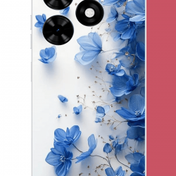 Tecno Spark Go 2024 Uyumlu mavi çiçek2 UV Baskılı Silikon Kılıf