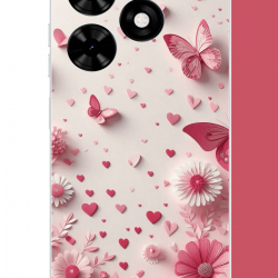 Tecno Spark Go 2024 Uyumlu pembe kelebek UV Baskılı Silikon Kılıf