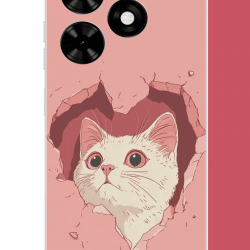 Tecno Spark Go 2024 Uyumlu boşluktaki kedi UV Baskılı Silikon Kılıf