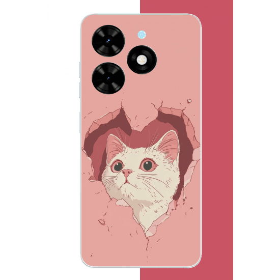 Tecno Spark Go 2024 Uyumlu boşluktaki kedi UV Baskılı Silikon Kılıf