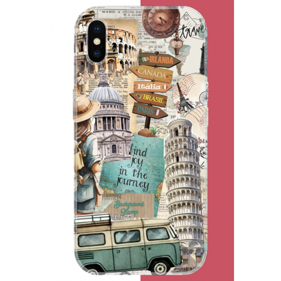 iPhone XS MAX Uyumlu Travel2 UV Baskılı Silikon Kılıf