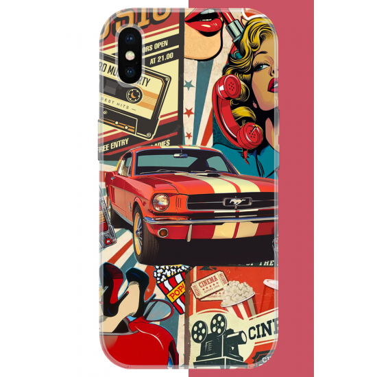 iPhone XS MAX Uyumlu Retro UV Baskılı Silikon Kılıf