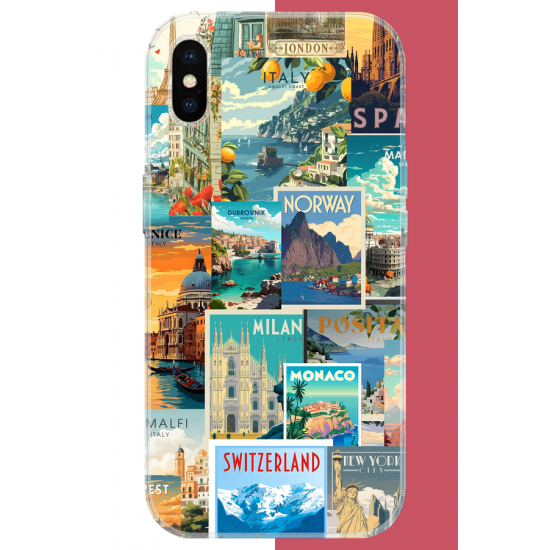 iPhone XS MAX Uyumlu Kart Postal Kolaj UV Baskılı Silikon Kılıf